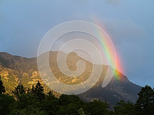 Rainbow beam at mountain
