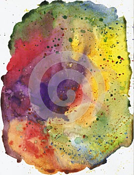 Rainbow beautiful bright watercolor stains, abstract watercolor texture