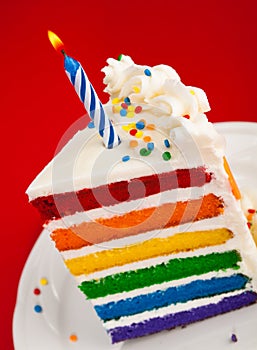 Rainbow Birthday Cake Slice