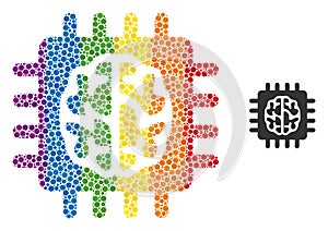Rainbow Brain Chip Composition Icon of Circles