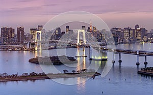 Rainbow bridge across Tokyo Bay seen from Odaiba