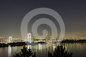 Rainbow bridge with liberal monument at Tokyo, Japan