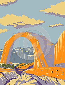 Rainbow Bridge National Monument in Glen Canyon National Recreation Area San Juan County WPA Art Deco Poster