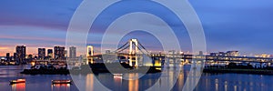 Rainbow Bridge at night, Tokyo, Japan