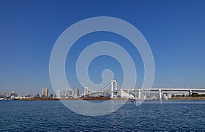 Rainbow Bridge at Odaiba district in Tokyo, Japan