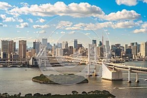 rainbow bridge in odaiba, tokyo, japan