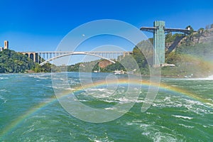 Rainbow Bridge over the Niagara River. Arch bridge connecting the United States of America and Canada