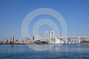 The Rainbow bridge in Tokyo, Japan