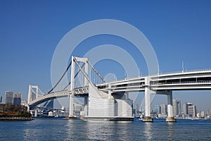 The rainbow bridge in Tokyo, Japan