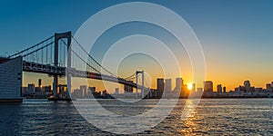 Rainbow bridge Tokyo romantic sunset panorama photo