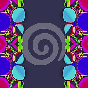 rainbow bubble border,collaboration styles,psychedelic,3D,space for text