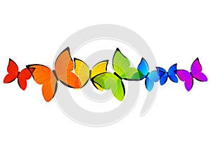 Rainbow butterflies border
