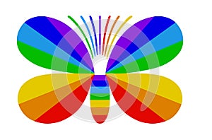 Rainbow butterfly with seven colorful antennae opened its wings to fly to the sky