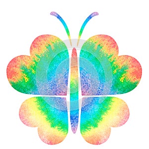 Rainbow butterfly. Watercolor illustration. Isolated image on a white background. For your design.