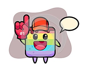 Rainbow cake illustration cartoon with number 1 fans glove