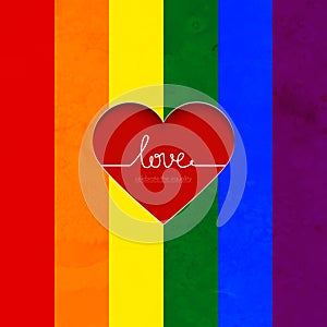 Rainbow card with heart celebrate the equality