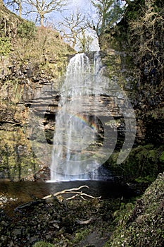 Rainbow caught in Sgwd Henrhyd; henrhyd Waterfall