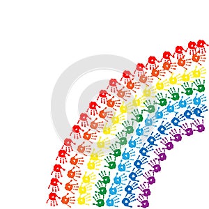 Rainbow of children's hands prints