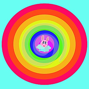 Rainbow circle with cartoon animal abstract background wallpaper graphic design vector illustration