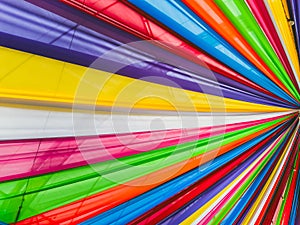 Rainbow cloth roof. Abstract image of tent roof fabricated from multicolored fabric. Colorful fabric in the festival. Multicolored