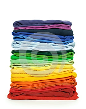 Rainbow clothes pile