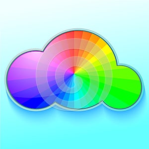 Rainbow in cloud on blue background