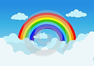 rainbow and cloud on blue sky background