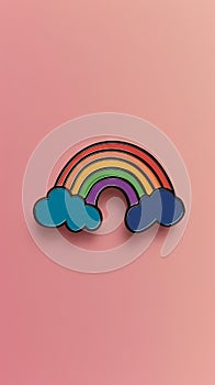 Rainbow cloud enamel pin. Rainbow enamel pin - pink