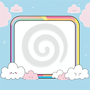 a rainbow cloud frame with a rainbow cloud in the middle and clouds around it