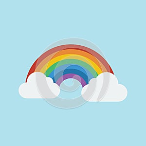 Rainbow and cloud icon flat design.