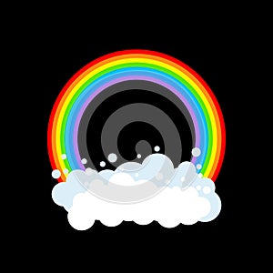 Rainbow and cloud isolated. Rainbows circle. Vector illustration