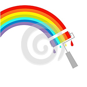 Rainbow cloud and paint roller with drops. Dash
