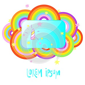 Rainbow cloud and stars vector design template