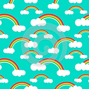 Rainbow and cloud vector background