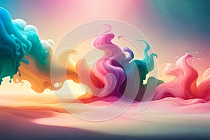 rainbow clouds. abstract ink background. artistic spiral swirling liquid clouds. 3d foam gas art texture. smoke graphics in pastel