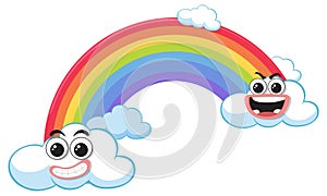 Rainbow with clouds in cartoon style