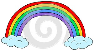 Rainbow with clouds clipart. Vector illustration photo