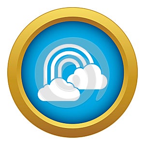 Rainbow and clouds icon blue vector isolated