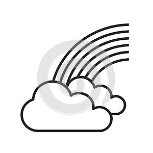 Rainbow with Clouds Outline Icon on White