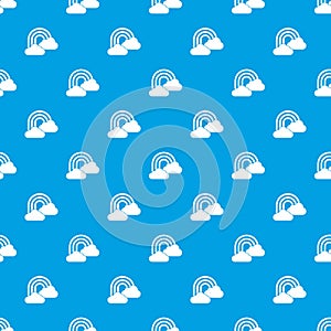 Rainbow and clouds pattern seamless blue