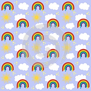 Rainbow, clouds and sun pattern