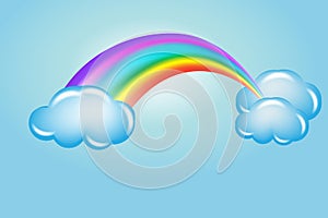 Rainbow with clouds vector vivid colors