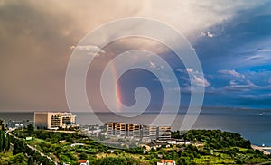 Rainbow cloudscape Adriatic sea.