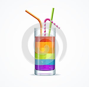 Rainbow Cocktail Glass. Vector