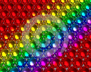 Rainbow color balls reflective background