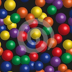 Rainbow Color Balls Seamless Pattern on Black Background
