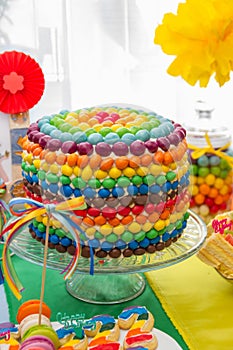 Rainbow color birthday cake decoration