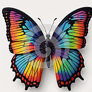 Rainbow color butterfly isolated white background it's designer choice