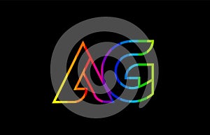 rainbow color colored colorful alphabet letter ag a g logo combination