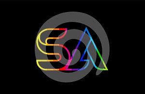 rainbow color colored colorful alphabet letter sa s a logo combination